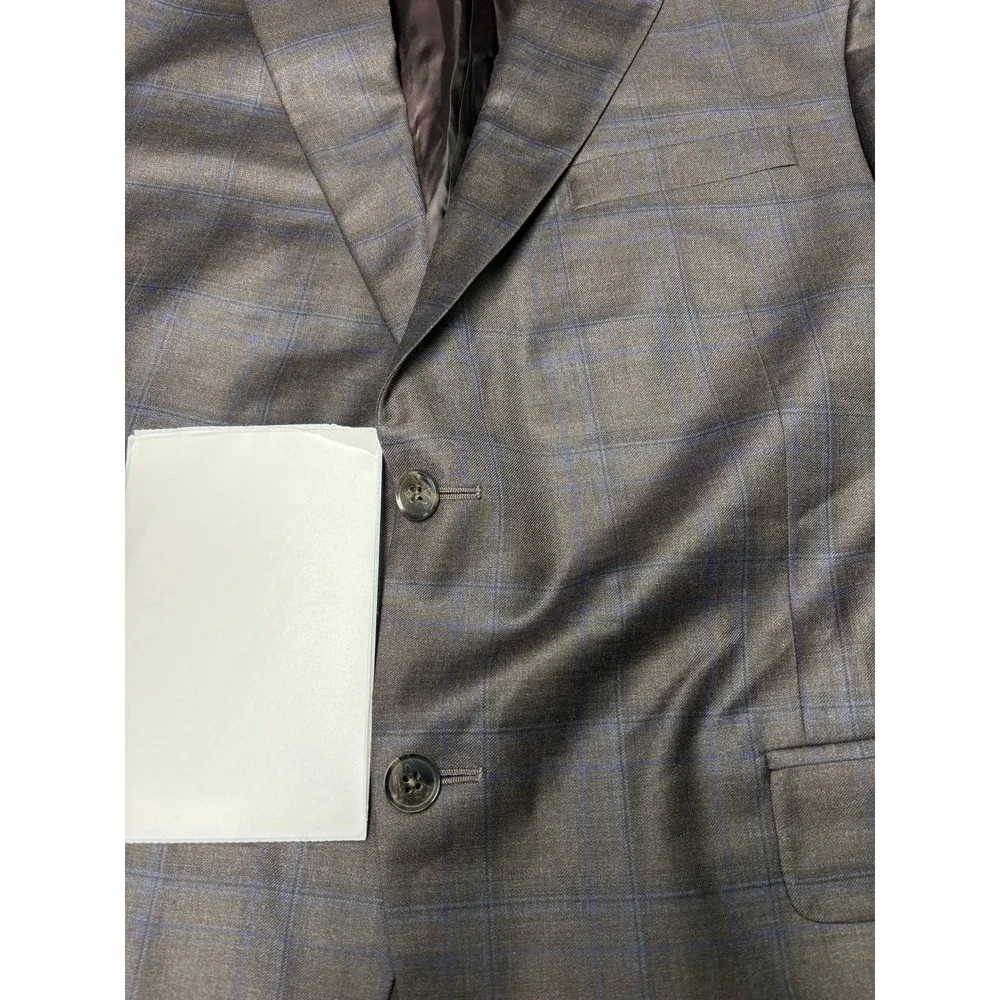 NWT Peter Millar SB Flynn Grey Windowpane Plaid 100% Wool Blazer Mens 44S $595